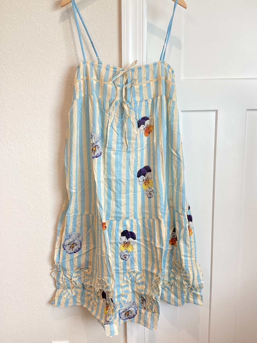 Anthropologie Nap Dress Lyrebird Gown New Small Stripe Floral Pansy Print - Picture 4 of 9